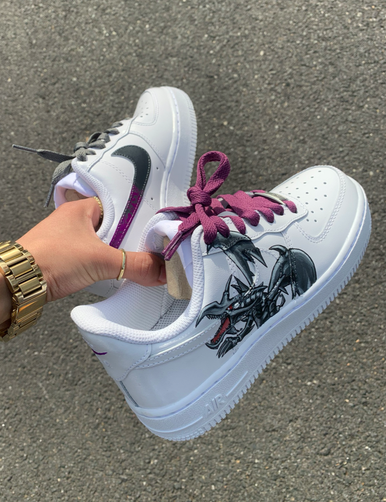 Custom Nike Air Force 1 Sneakers Hand Painted Pink Fire 